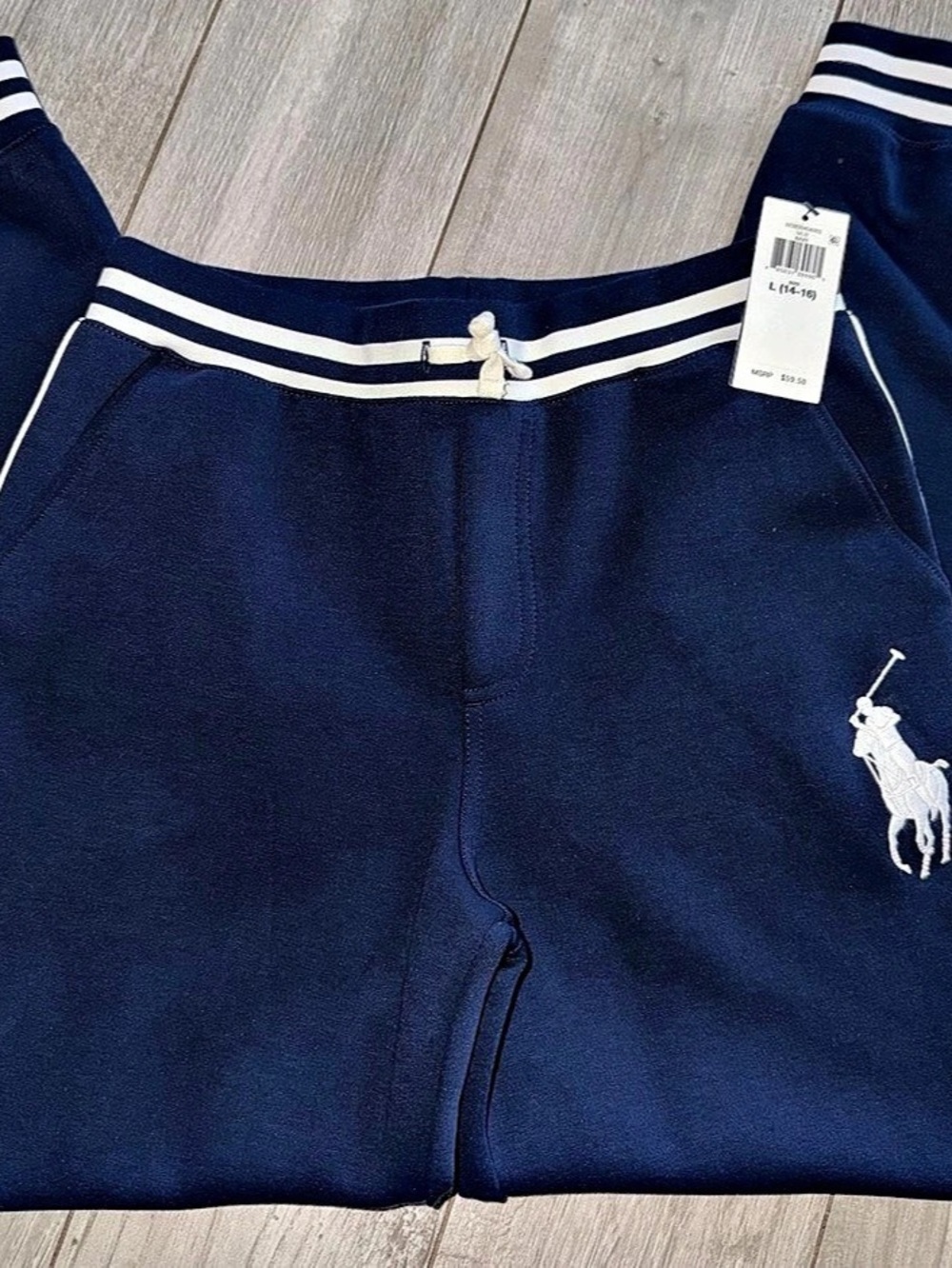 Polo Ralph Lauren Color Block Jogger Pants in Blue & White Waist Large